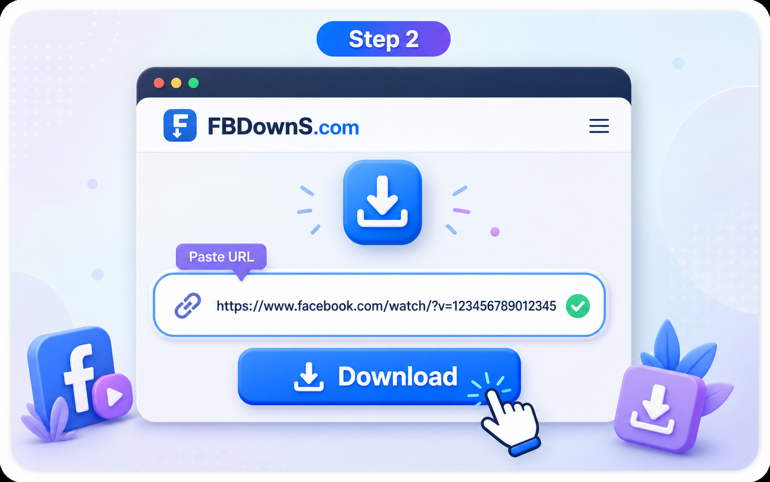 Step 2: Paste URL into FB DownS illustration